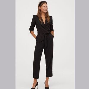H&M Black Tailored Jumpsuit with Notched Lapels